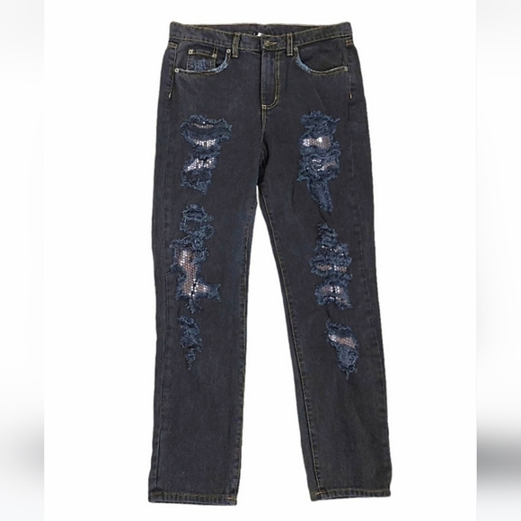 LF Carmar Non Stretch Denim Mid Rise Baggy Sequin Jeans - Picture 5 of 14